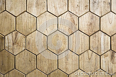 Wooden floor in form of honeycomb Stock Photo