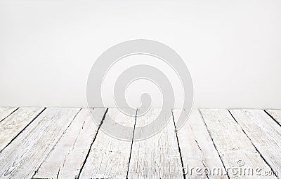 Wooden floor, old wood plank, white board room interior Stock Photo