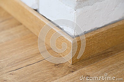 Wooden floor plinth Stock Photo