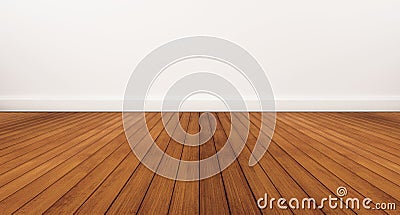 Wooden floor and white wall Stock Photo