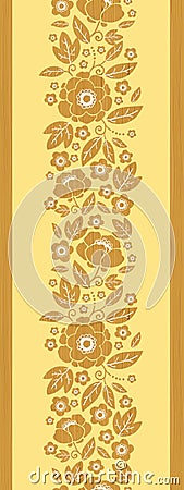 Wooden flowers vertical seamless pattern Vector Illustration
