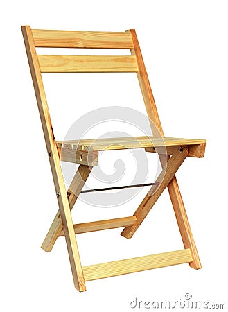 Wooden folding chair isolated Stock Photo