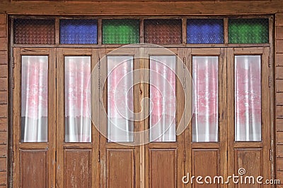 Wooden folding door background Stock Photo