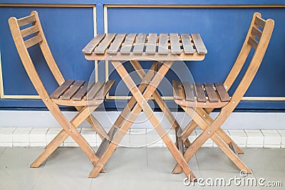 Wooden Folding Table And Chairs Stock Photo