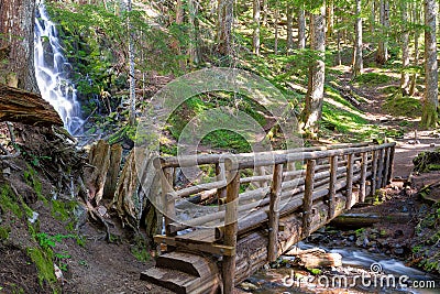 Wooden Foot Bridge by Ramona Falls Stock Photo