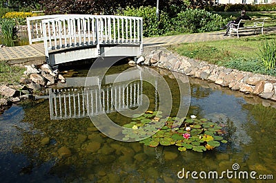 Wooden footbridge Stock Photo