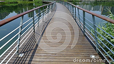 Wooden footbridge Stock Photo