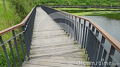 Wooden footbridge Stock Photo