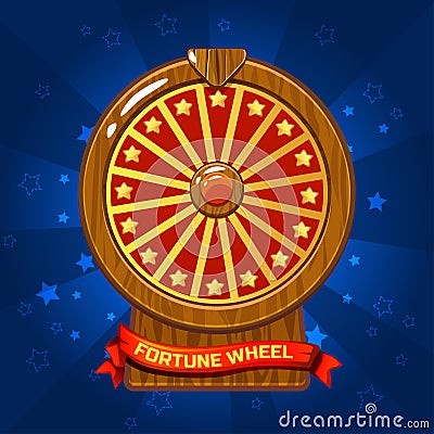 Wooden Fortune Wheel illustration For Ui Game element Vector Illustration