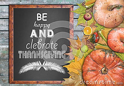 Wooden frame and celebrate thanksgiving Stock Photo