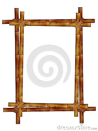 Wooden frame of old bamboo sticks. Vector Illustration