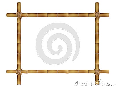 Wooden frame of old bamboo sticks. Vector Illustration