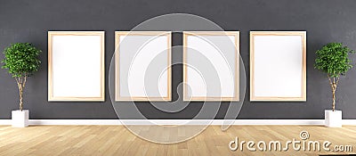 Wooden Frame with Poster Mockup Stock Photo