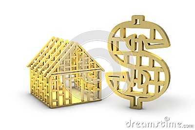 Wooden framed dollar and house Stock Photo