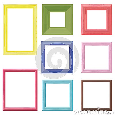 Wooden frames color set Vector Illustration