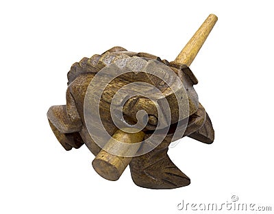 Wooden frog talisman Stock Photo