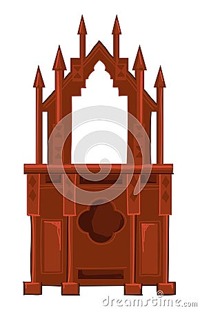 Altar or chair wooden furniture of medieval times Vector Illustration