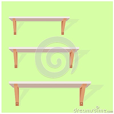 Wooden furniture flower tableon the wall Stock Photo