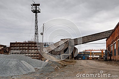 Wooden gallery at plant Stock Photo