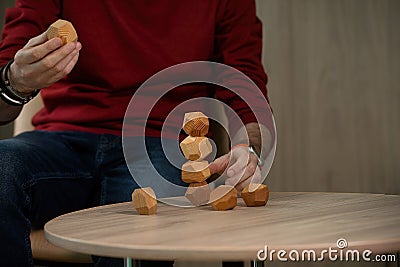 wooden game polyhedrons, to make figurines Stock Photo