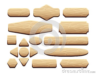 Wooden game UI asset. Gaming user interface buttons elements. vector illustration Vector Illustration