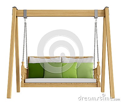 Wooden garden swing Stock Photo