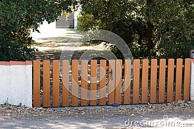 Wooden gate low home style wood street view outdoor Stock Photo