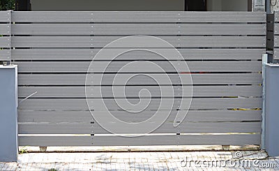 Wooden gate of private garage Stock Photo