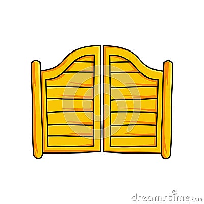 Wooden gate to saloon bar isolated on white background Vector Illustration