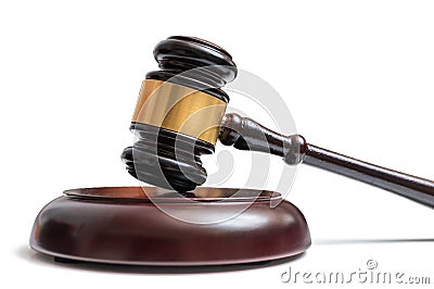 Wooden gavel isolated on white background. Law, justice and auction cocnept Stock Photo