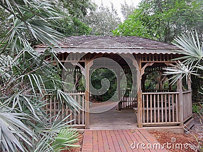 Wooden gazebo Stock Photo