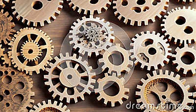 wooden gears suitable as cover Stock Photo