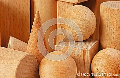 Wooden geometric shapes Stock Photo