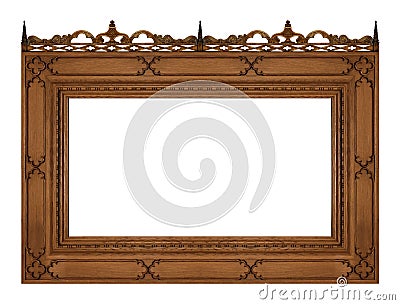 Wooden gothic frame for paintings, mirrors or photo isolated on white background Stock Photo