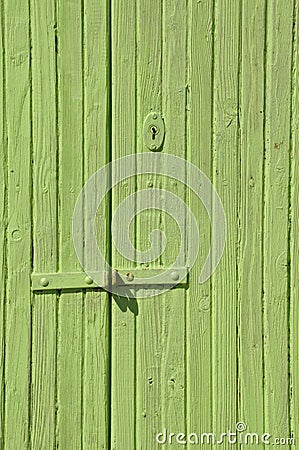 Wooden green door Stock Photo