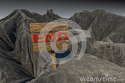 Wooden guide board and mountain road, 3d rendering Stock Photo
