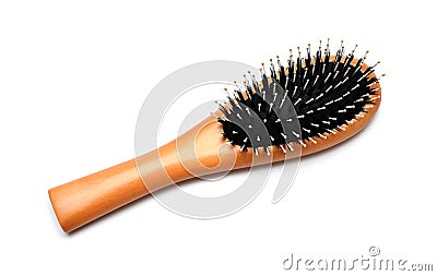 Wooden hairbrush Stock Photo