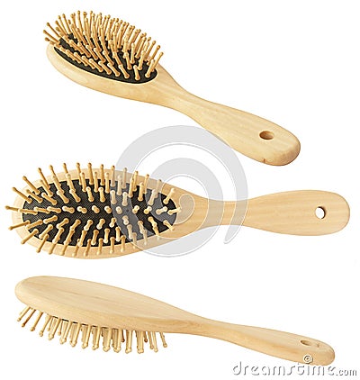 Wooden hairbrush Stock Photo