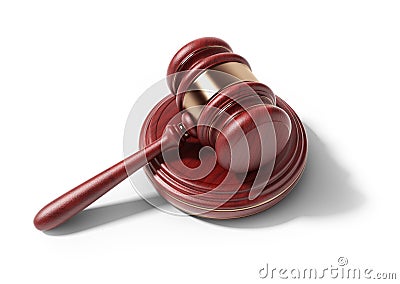 Wooden hammer. LAW concept. 3D Icon Stock Photo