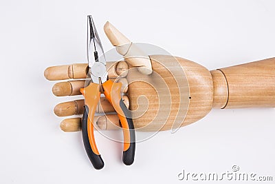 Hand holding a pliers Stock Photo