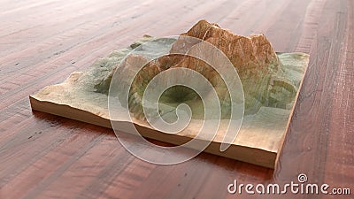 Wooden handcrafted mountain - 3D rendering Stock Photo