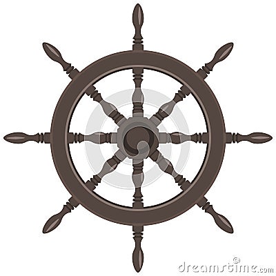 Wooden handwheel ship or yacht Vector Illustration