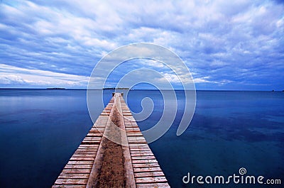 Wooden Harbour at Noume Beach Stock Photo