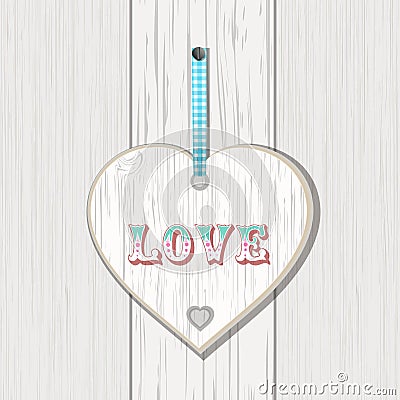 Wooden heart love sign Vector Illustration