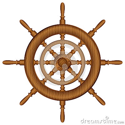 Wooden helm wheel Vector Illustration