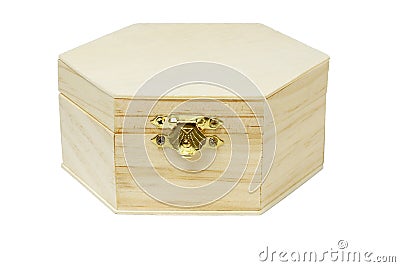 Wooden hexagonal shape storage box Stock Photo
