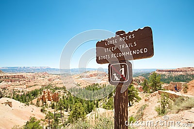 Wooden Hiking Sign Stock Photo