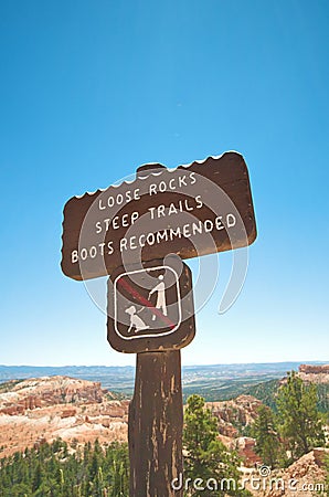 Wooden Hiking Sign Stock Photo