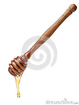 Wooden honey dipper Stock Photo