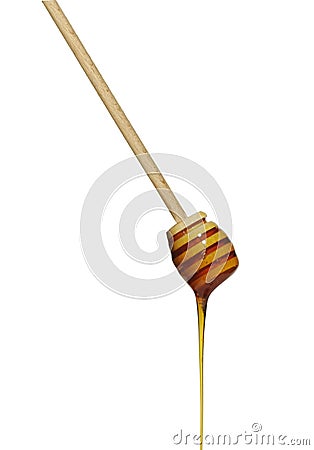 Wooden honey drizzler Stock Photo